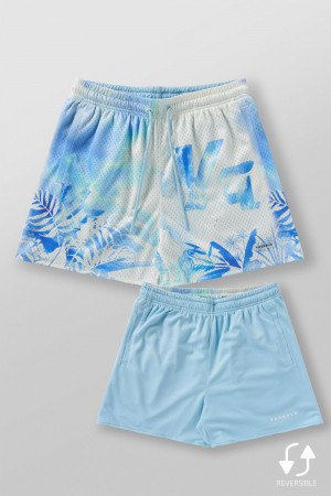Young LA 1111 - Skulls & Roses Reversible Shorts Blue | Australia QDKUZ-6419