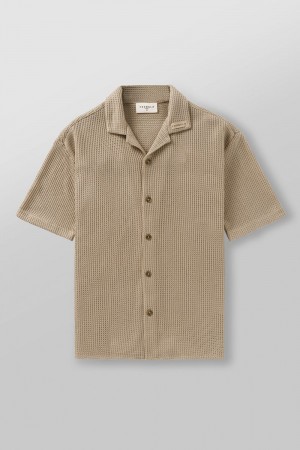 Young LA 4036 - Crochet Shirts Khaki | Australia VPTIE-4870