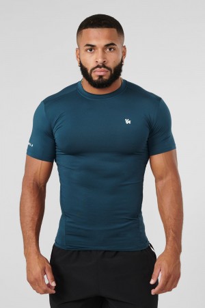 Young LA 476 - Stealth Compression Tees Teal | Australia IENMH-7601