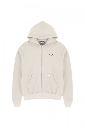 Young LA 515 Monarch Zip-Up Hoodie Beige | Australia TAWGP-4125
