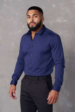 Young LA 803 - Formal Dress Shirts Navy | Australia JMYUN-2783