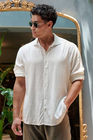 Young LA 825 - Simply Linen Shirts White | Australia RSZQH-0476