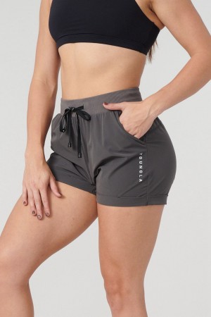 Young LA W104 Velocity Running Shorts Grey | Australia QSTOK-0827