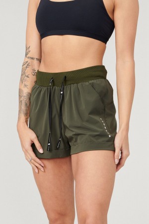 Young LA W104 Velocity Running Shorts Olive | Australia VBPKL-5310