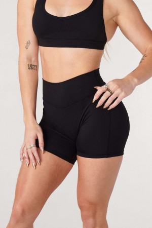 Young LA W112 Effortless Biker Shorts Black | Australia XKAVJ-0682