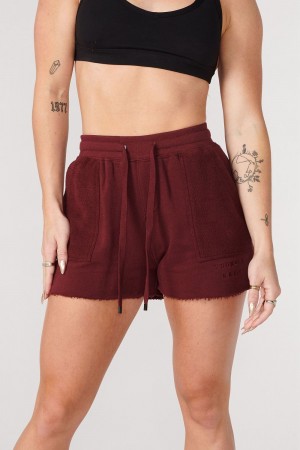 Young LA W114 Reversed Terry Shorts Burgundy | Australia QVKYC-9704
