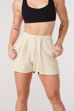 Young LA W114 Reversed Terry Shorts Cream | Australia CZYXG-9345