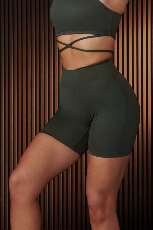 Young LA W122 - Urban Biker Shorts Olive | Australia OXRQU-7430