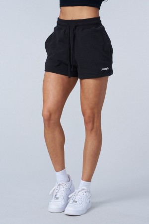Young LA W142 - Love Sets - Terry Shorts Black | Australia DTGIF-7095