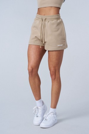 Young LA W142 - Love Sets - Terry Shorts Khaki | Australia TCUVD-8034
