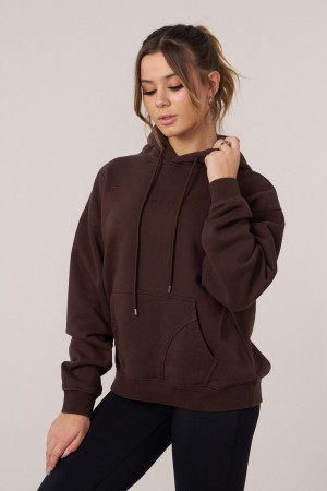 Young LA W518 - Minimal Hoodie Dark Brown | Australia FDZOW-6439