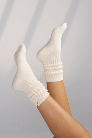 Young LA W609 - Scrunch Socks 3-Pack White Brown Beige | Australia SKGXH-0523
